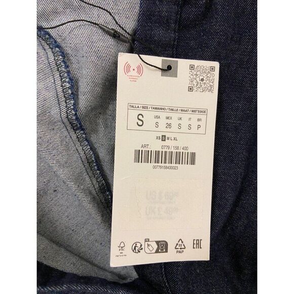 Zara Womens Denim Shirt Dress Size S Blue Stretch Midi Button front 0779/158 NWT - Picture 7 of 16